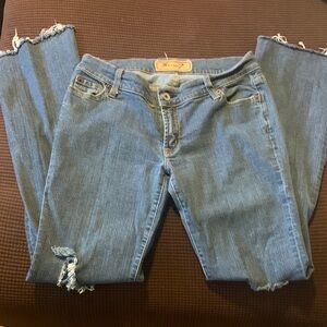 Seven7 Women's Light Blue Skinny Jeans with Distressed Hem